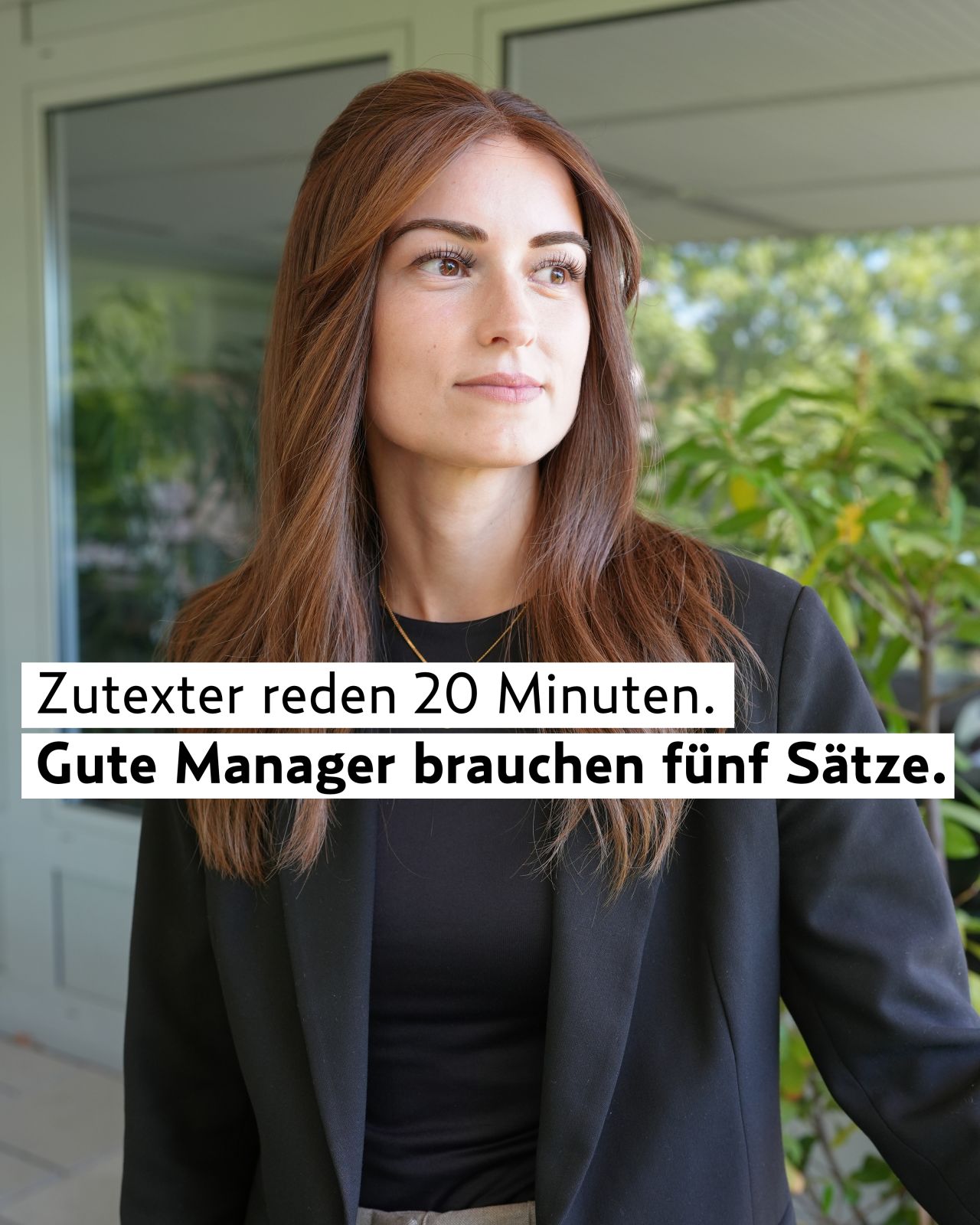LinkedIn-Post: Zutexter reden 20 Minuten. Gute Manager brauchen fünf Sätze.