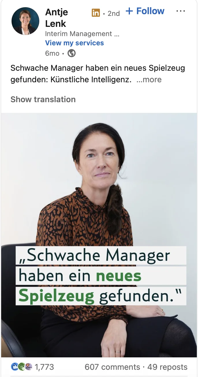 LinkedIn-Beitrag von Antje Lenk