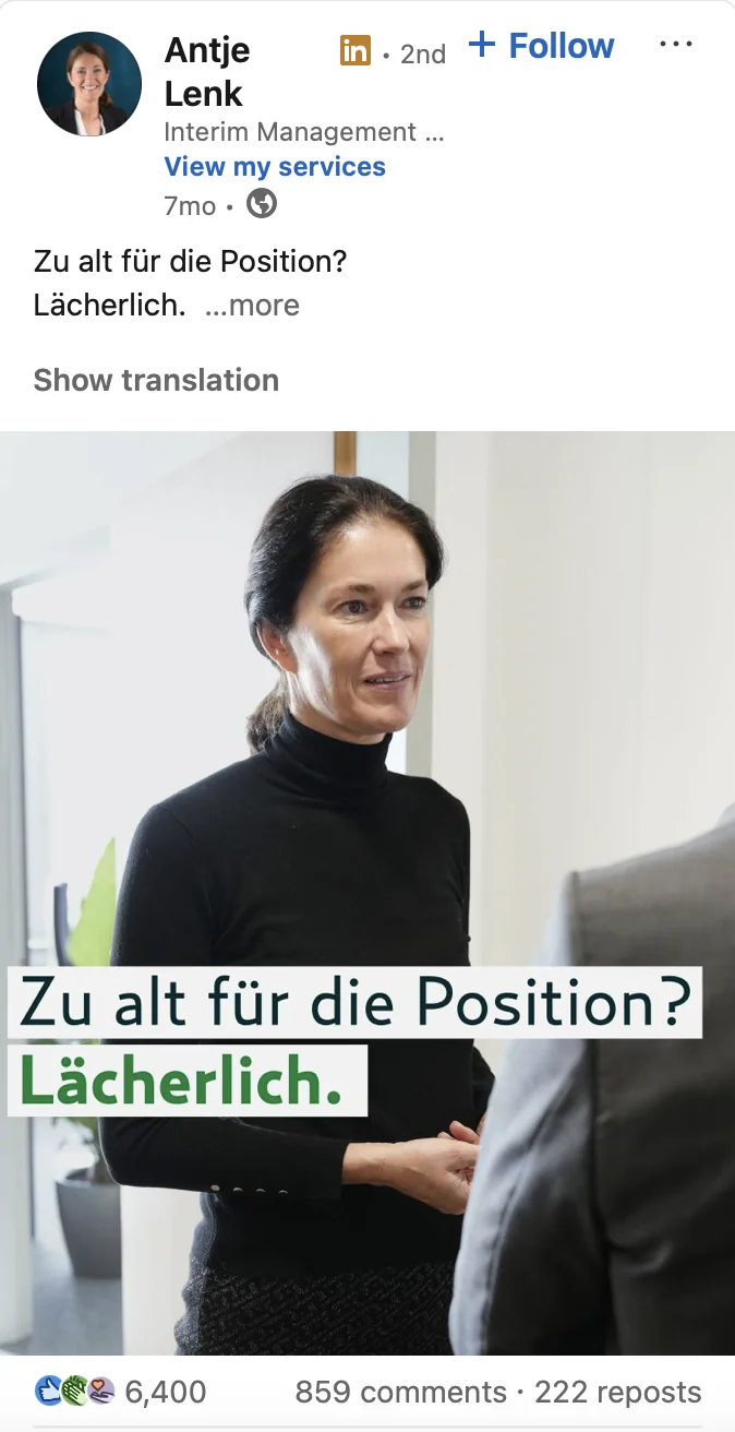LinkedIn-Beitrag von Antje Lenk
