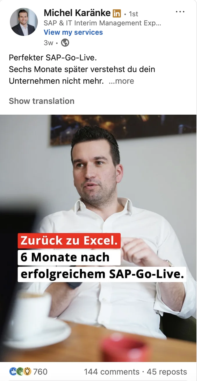 LinkedIn-Beitrag von Michel Karänke