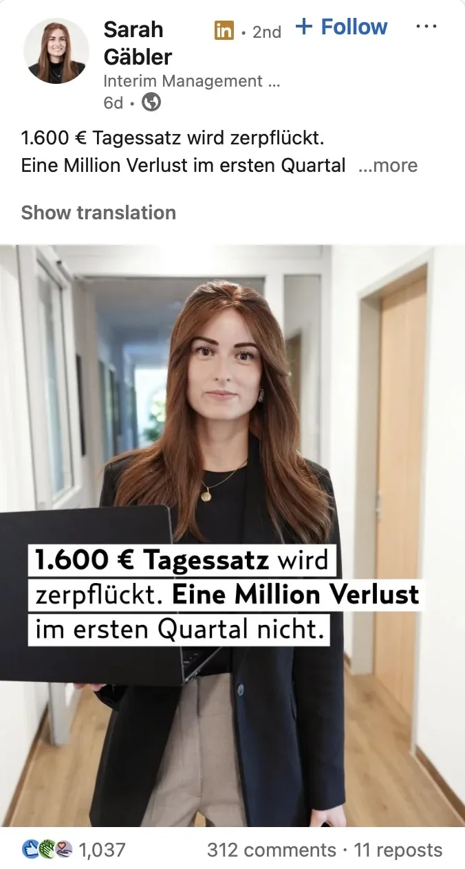 LinkedIn-Beitrag von Sarah Gäbler